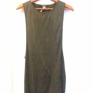 Olive green suede like dress